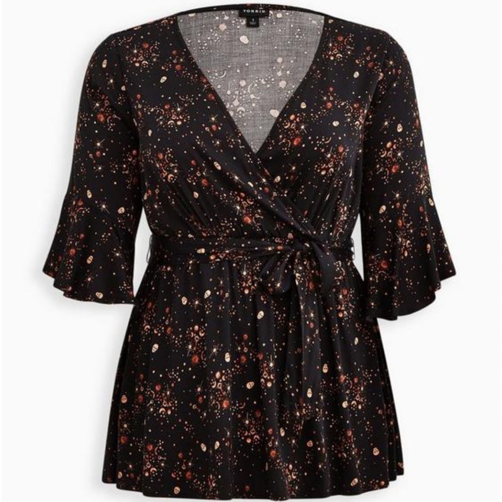 Black Celestial Wrap Top